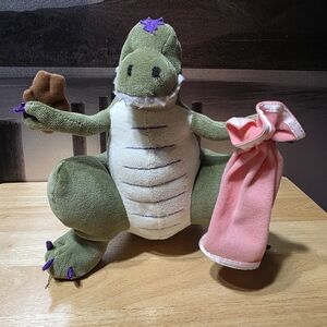 Jane Yole Book How Green Dinosaurs Say Good Night Plush with Pink Blanket